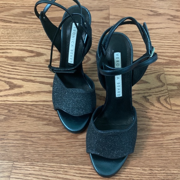 New Veronica Beard Navy Glittered Heels - Picture 1 of 6